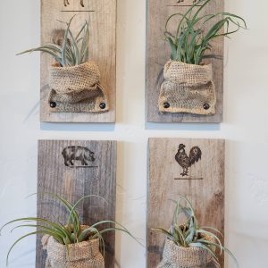 Burlap & Wood Farm Animal Wall Planter (Plants Included)