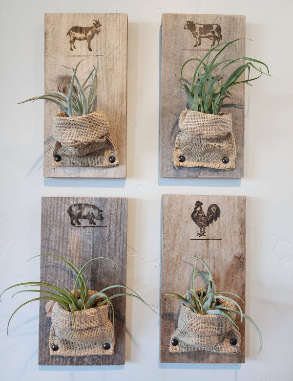 Burlap & Wood Farm Animal Wall Planter (Plants Included)
